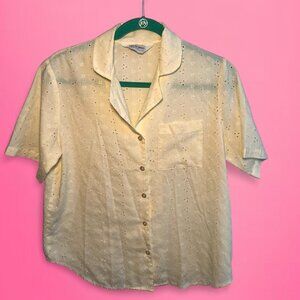 Vintage 60s/70s yellow eyelet blouse